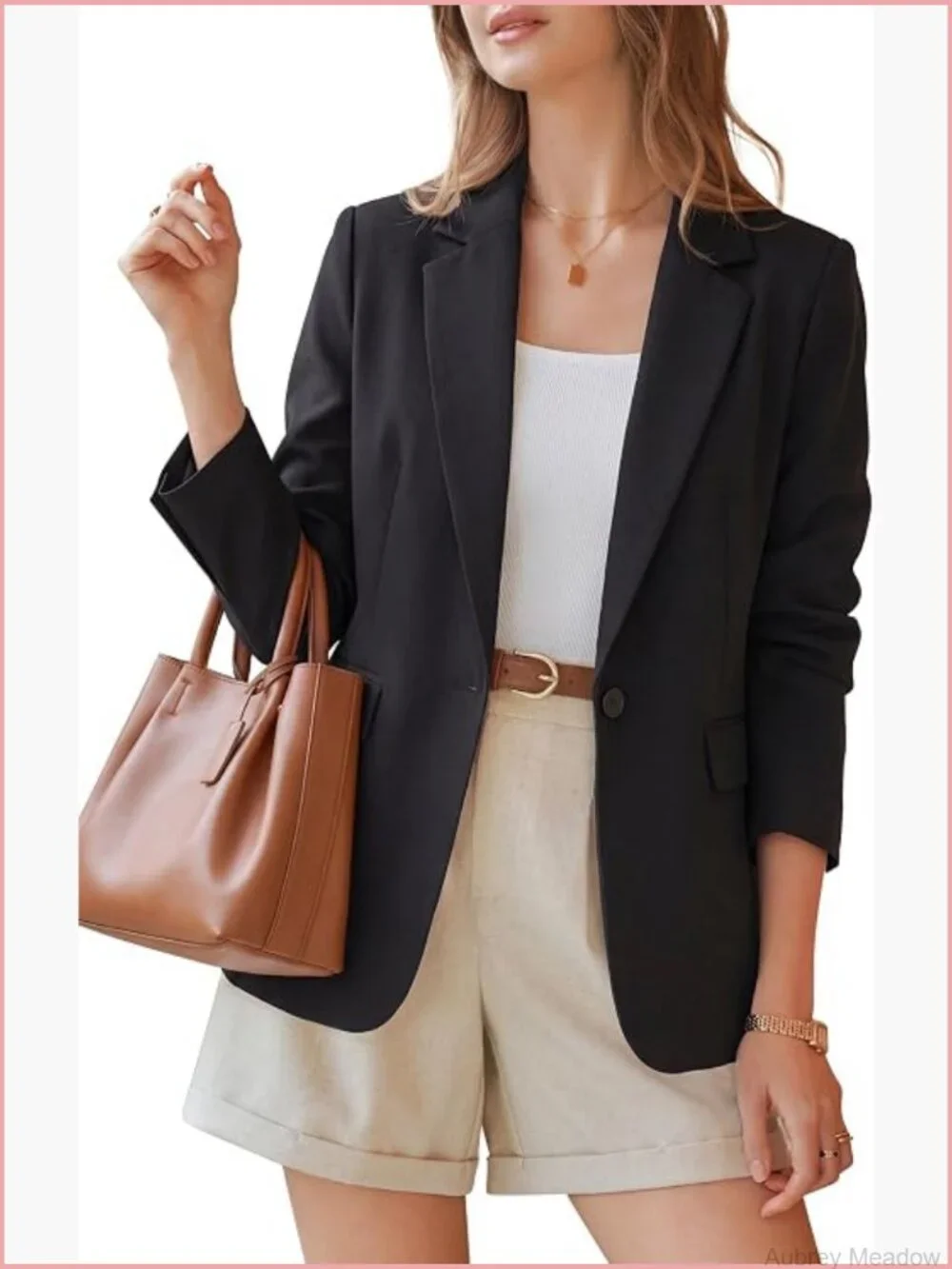 Linen Blend Notched Lapel Blazer Work Business Casual Open Front Jacket